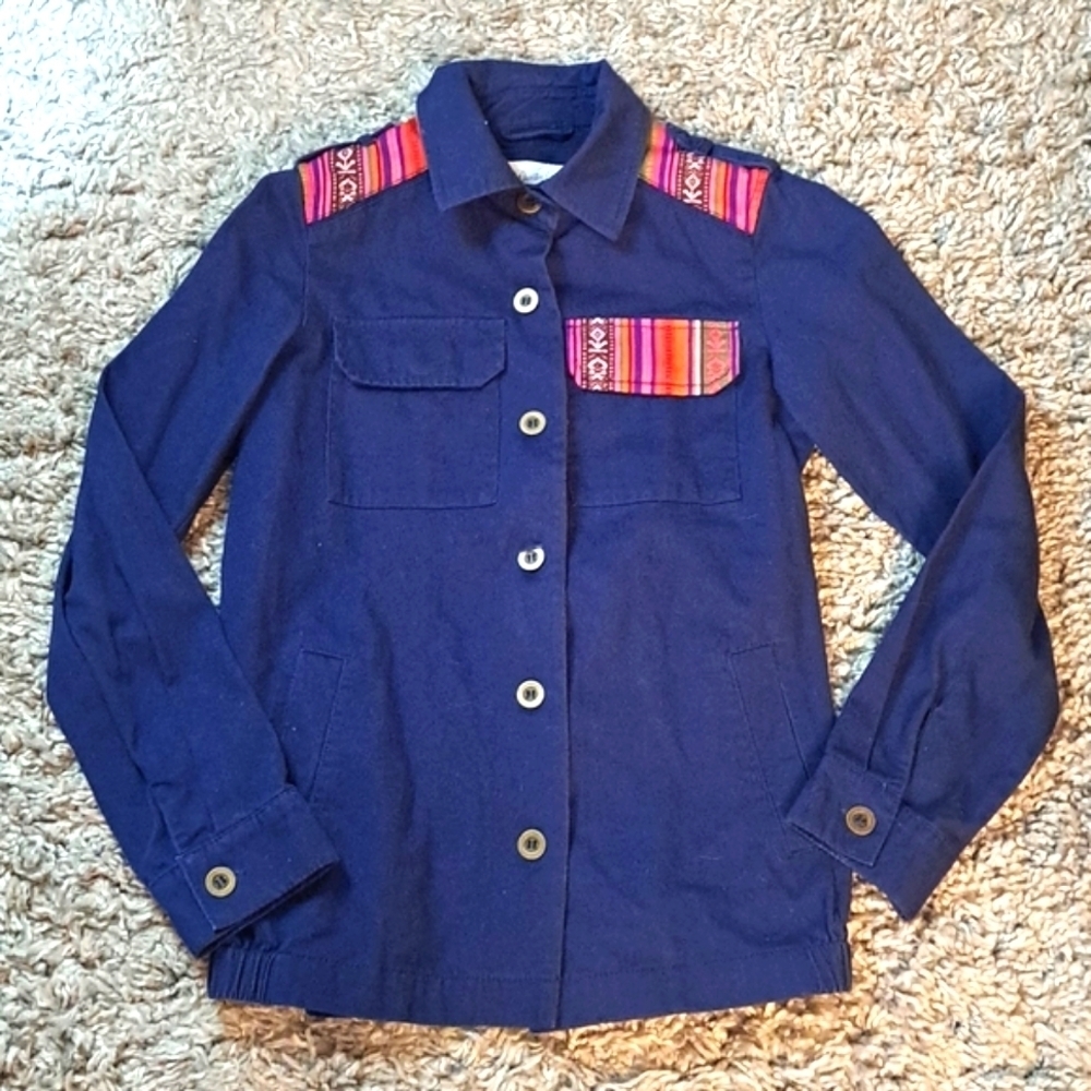 Denim Co | Blue & pink cute patterned Light womens utility jacket